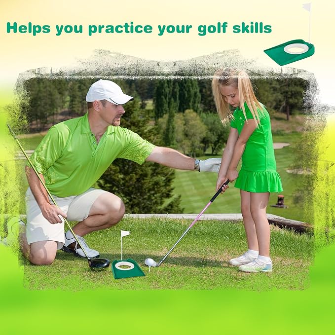 5 Pack Golf Putting Cup with Flag - Plastic Golf Putting Hole Training Aids for Indoor Outdoor Office Garage Backyard Practice