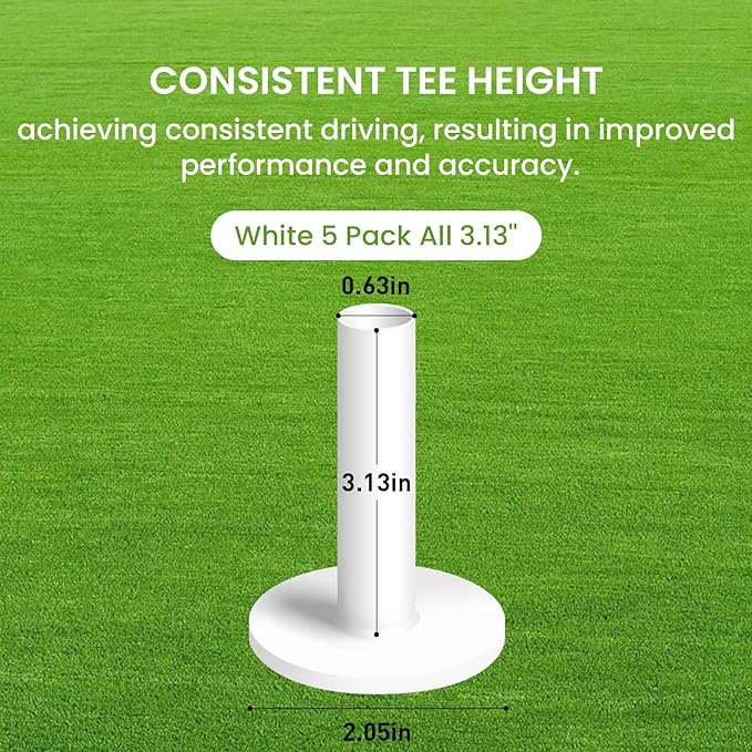 FINGER TEN Golf Rubber Tees Driving Range Value 5 Pack, Mixed Size or 5 Same Size for Practice Mat
