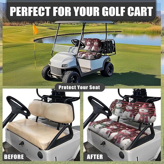 Golf Cart Seat Covers, Universal Fit & Nonskid Bottom Fits for Club Car 2 Person Seats Golf Carts