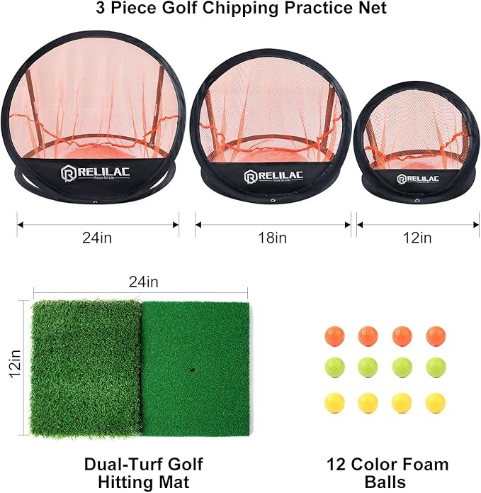 Pop Up Golf Chipping Practice Net Set - Indoor/Outdoor Golfing Target Accessories for Golf Practice - Improve Your Short Game - Gifts for Men, Dad, Mom, Husband, Women, Kid, Golfers
