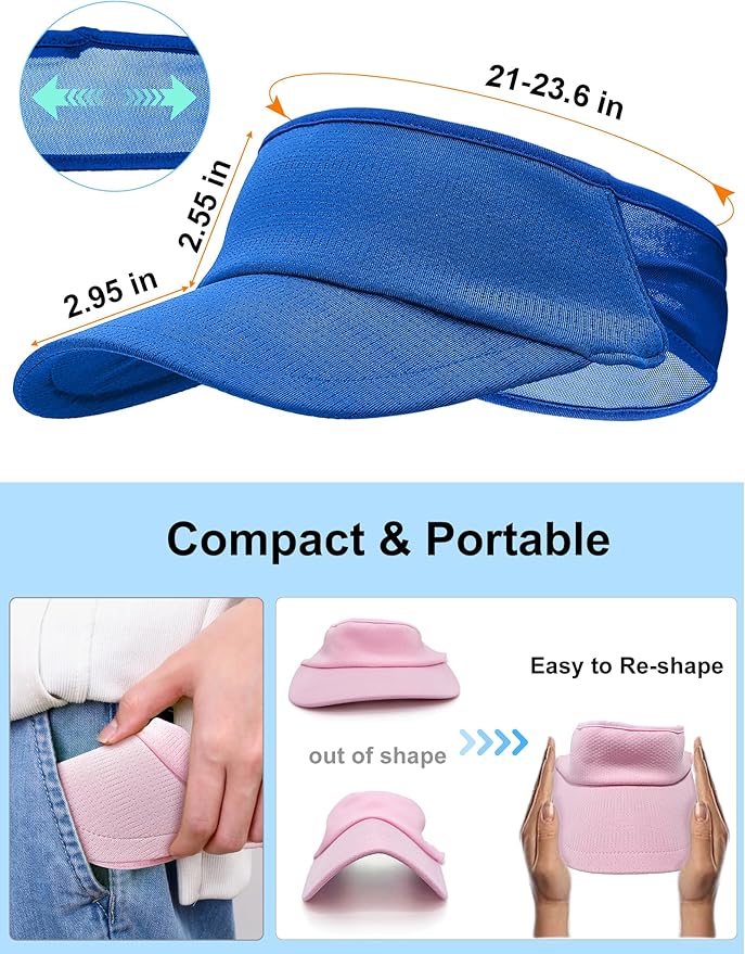 Sport Sun-Visor Hat Men Women Summer UV Protection, Lightweight Cooling Golf Running Tennis Sweat-Band Cap