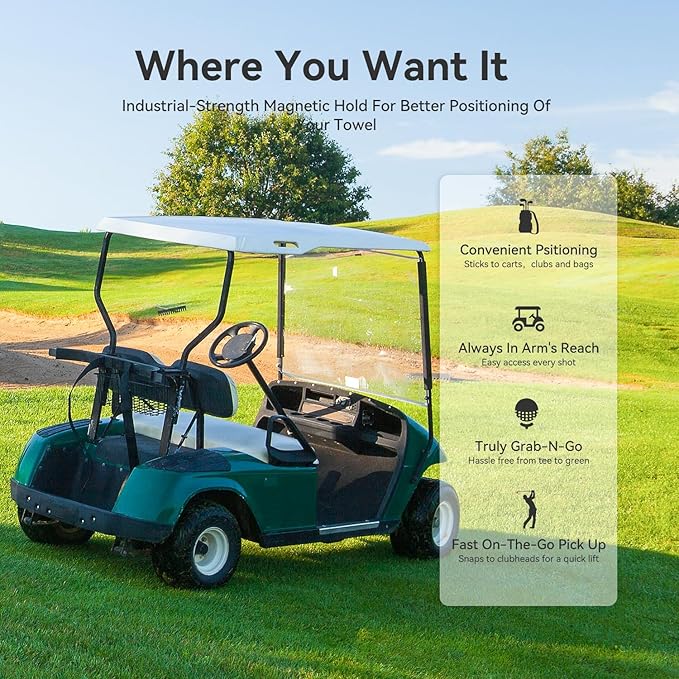 Magnetic Golf Towel with Clip and Cleaning Pocket -Ideal for Male Golfers, perftct Gifts for Men-Magnetic Golf to Golf Accessories for Bags, Carts or Clubs 24"*16"