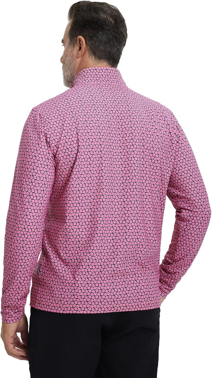 M MAELREG Quarter Zip Golf Pullover Men Dry Fit Long Sleeve Performance Wicking 1/4 Zip Full Print Pullover Mens Sweatshirt