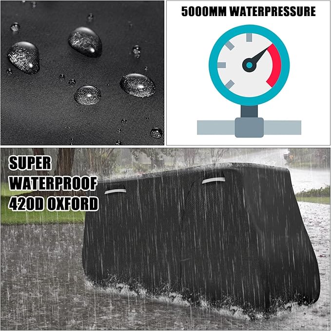 SAPUBK Golf Cart Cover Golf Cart Accessories with Side Door Ziper Compatible with Club Car/EZ-GO/Yamaha for Rain UV Dust Protection All Weather