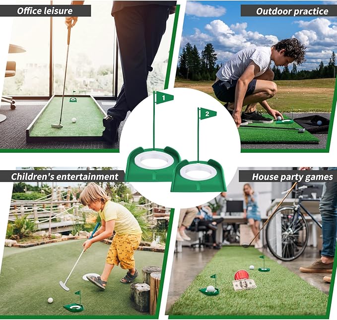 Sotiff Golf Putting Practice Cup Hole Training Aids Golf Accessories Training Putters with Plastic Flag for Adult Office Garage Yard Indoor Outdoor Practice