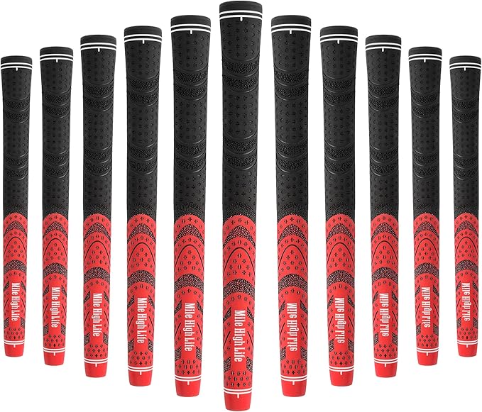 Mile High Life Golf Grips 13 Pack / 3 Pack - All-Weather Soft Rubber Golf Club Grips - High Shock Absorption, Enhanced Traction - Standard, Midsize & Jumbo Size (Core 0.58"-0.61")