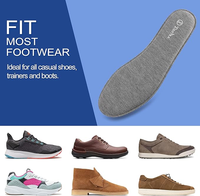2 Pair -Shoe Inserts for Mens Memory Foam Insoles,Replacement Insoles for Work Boots Running Shoes, Cushion Shock Absorbing for Foot Pain Relief, Comfort Breathable Inner Soles 45EU,US12
