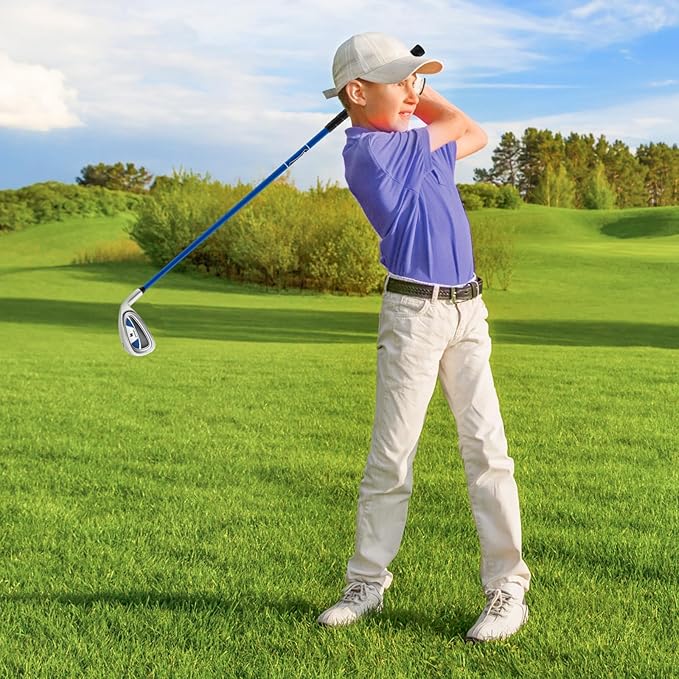 Tangkula Junior #7 Iron for Kids, Individual Gold Club for Boys and Girls with Fiberglass Shaft and Head Cover, Junior Practice Golf Club, Right Hand, 33 Inch, Ages 11-14