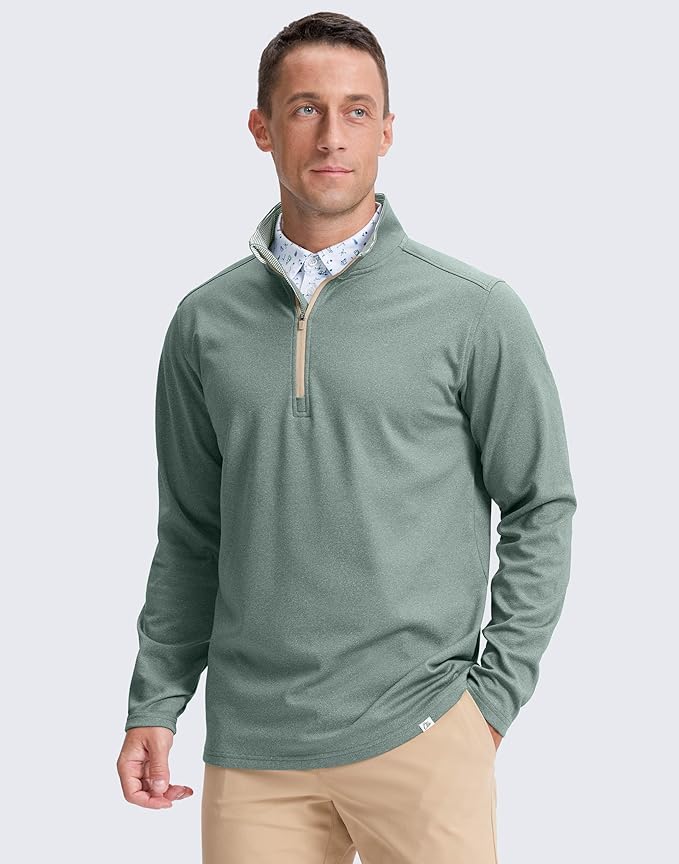 Obla Golf Quarter Zip Pullover Men Fleece Mock Neck Sweatshirt Winter Warm 1/4 Zip Long Sleeve Golf Shirt