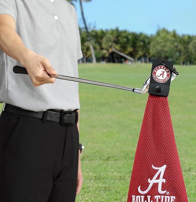 Magnetic Golf Towel Alabama University - Waffle Weave Microfiber Towel with Ultra Strong Magnet & Clip for Secure Hold on Golf Bags, Ideal for Clubs & Accessories for Men & Women by Playing It Forward