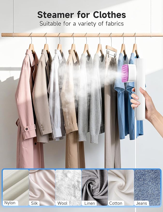 Steamer for Clothes, 2-in-1 Travel Steamer & Iron for Clothes, Portable Handheld Garment Steamer, 15s Fast Heat-up, 1200W, Large Ceramic Heat Panel, Quick Wrinkle Removal, Travel & Home Use