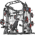 Smith Machine，Multi-Function Squat Rack Power Cage with Cable Crossover System,with Optional Weight Bench, Olympic Barbell Weight Set, for Home Gym
