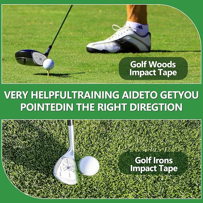 Golf Impact Tape, 300 Pcs Club Impact Stickers for Woods Irons and Putters No Residue Golf Accessories for Swing Practice (300PCS)