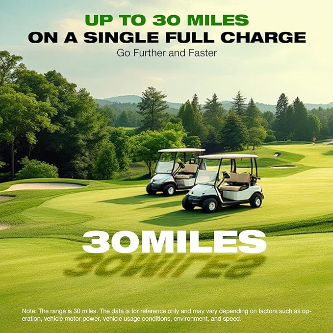 48V 65Ah Lithium Battery Golf Cart with Charger, Golf Cart Batteries Built-in Smart Bluetooth 150A BMS, Touch Monitor & Mobile APP, 4000+ Cycles LiFePO4 Battery, 30-Mile Range