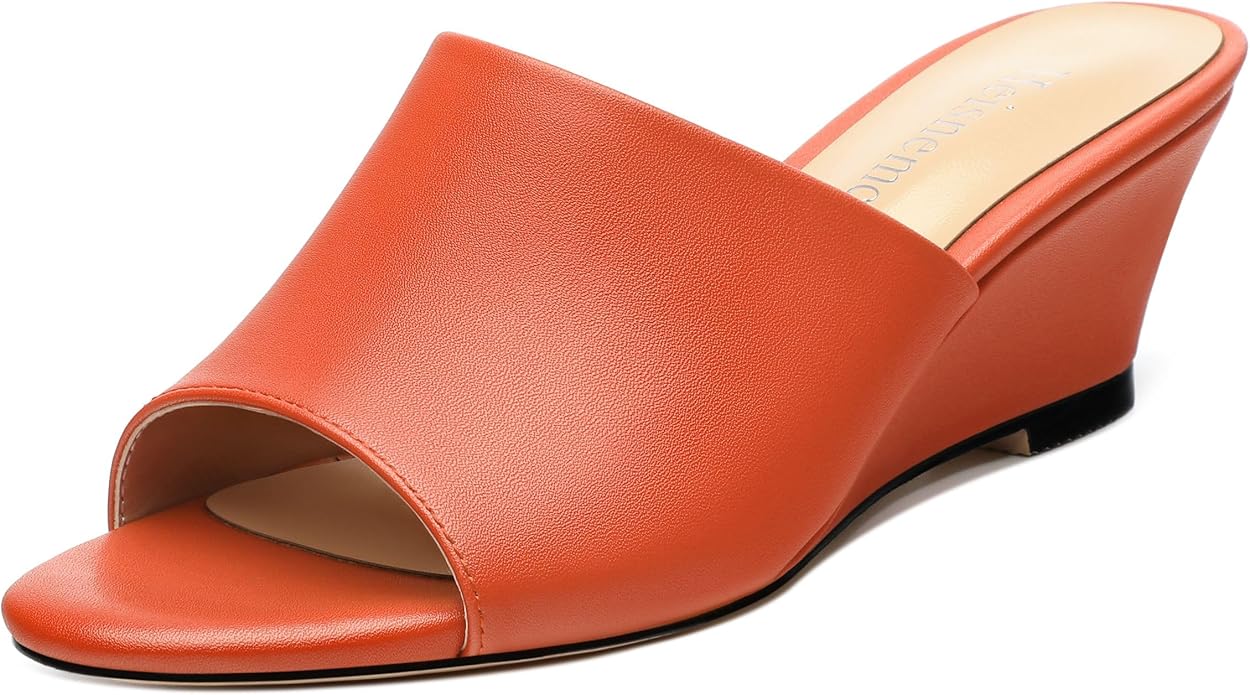 Wedge Sandals for Women Open Toe Wedge Heels Womens Matte High Heel Sandal Round Toe Heeled Wedge Sandals Slip on Casual shoes 2 inch