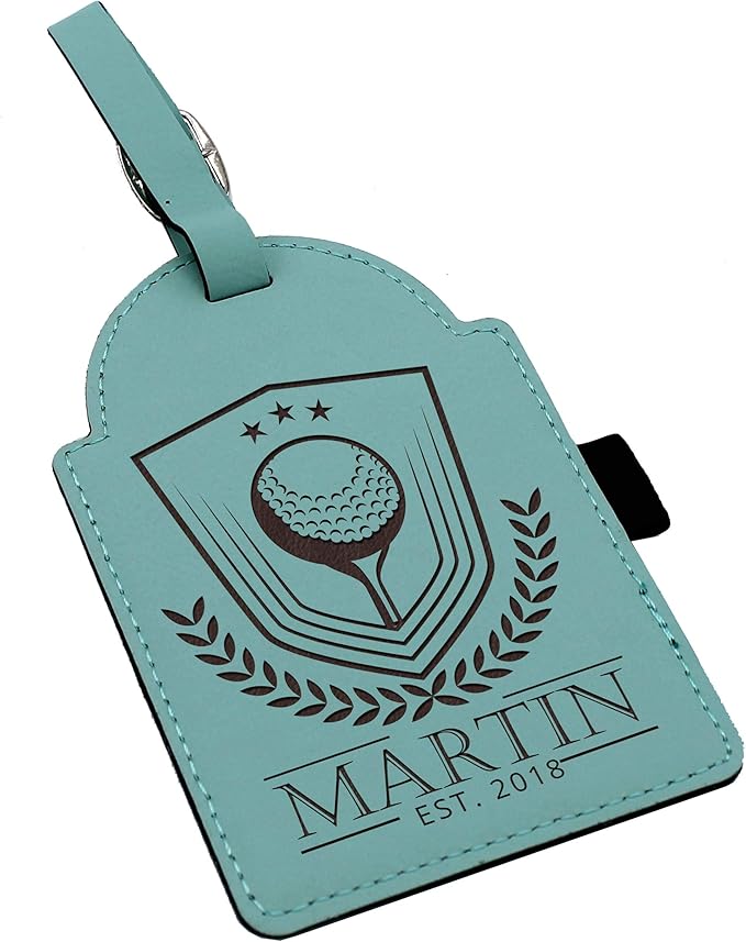 Custom Engraved Golf Luggage and Bag Tag - Personalized Golfing Accessories Gift for Golfer, Mom, Dad, Him, Her (Teal)