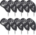 mytag Skull Skeleton Golf Head Covers Black Synthetic Leather Golf Headcovers Set Fits Driver Fairway Wood Hybrid/Utility Putter Iron Wedge Headcover