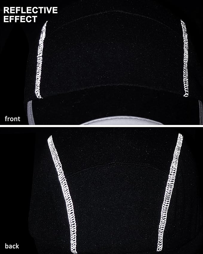 GADIEMKENSD Fleece Ball Cap with Drop Down Ear Warmer, Foldable Brim, Reflective Winter Run Hat Unisex