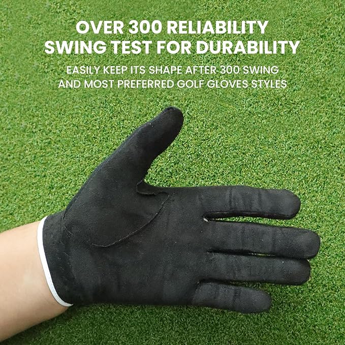 FINGER TEN Men's Golf Gloves for Right Left Handed Golfer Rain Grip Value 2 Pack, Golf Glove for Left or Right Hand Hot Wet Weather No Sweat Black Gray White Blue