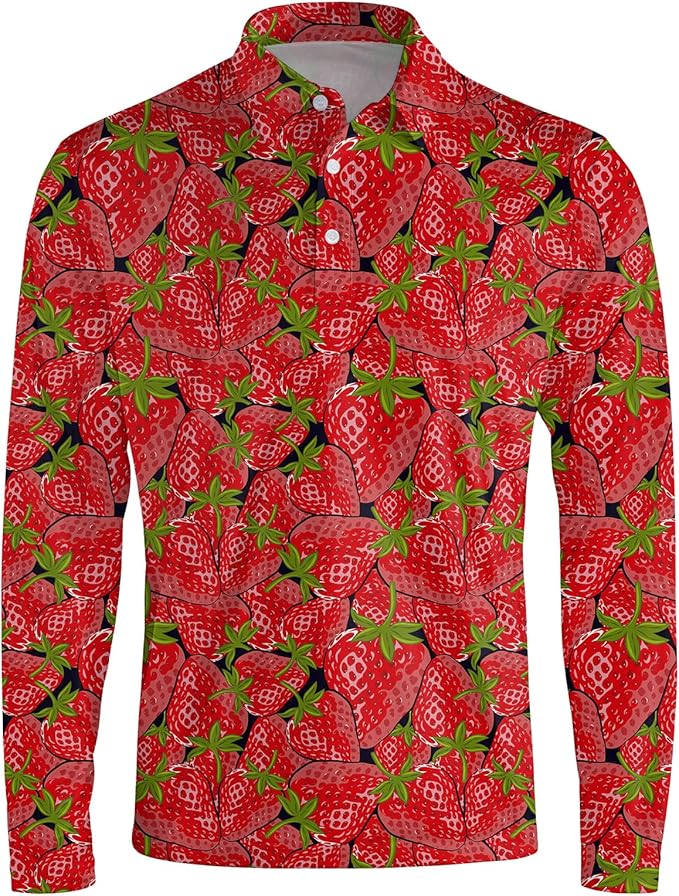 Men's Long Sleeve Golf Shirt Quick Dry 3 Button Work Fishing Outdoor Casual Collar Shirt
