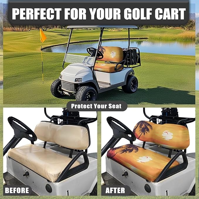 Fashion Print Golf Cart Seat Covers 2 Passenger Golf Cart Backrest Cover Golf Cart Seat Towel Gift for Friends