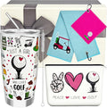 Golf Gifts for Women,Golf Lover 20 OZ Wine Tumbler Gift for Girls,Birthday Christmas Makeup Bag Towels Gifts for Friend Besties,Women Golfing Accessories