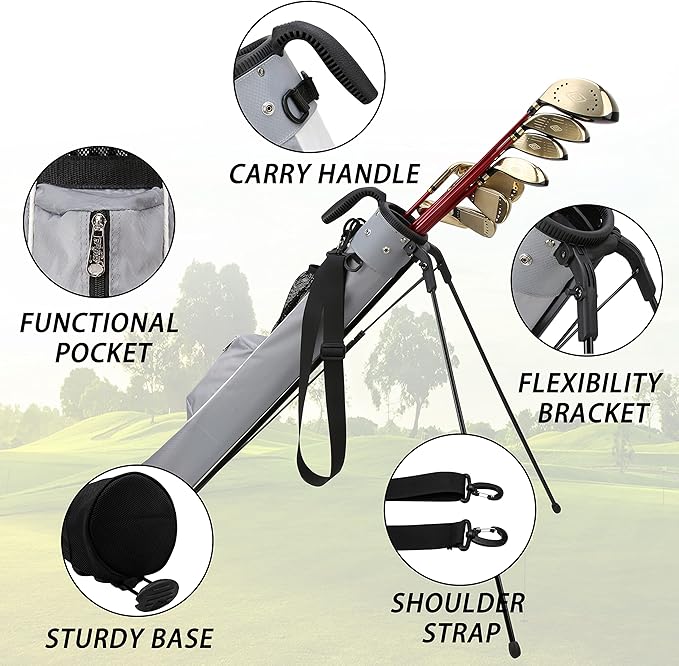 PGM Sunday Bags - Lightweight Golf Bag with Strap, Stand, Easy to Carry - Durable Pitch Putt Bag for Short Courses