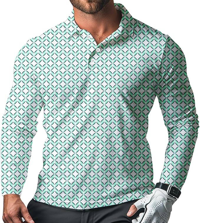 Men's Long Sleeve Golf Shirt Quick Dry 3 Button Work Fishing Outdoor Casual Collar Shirt