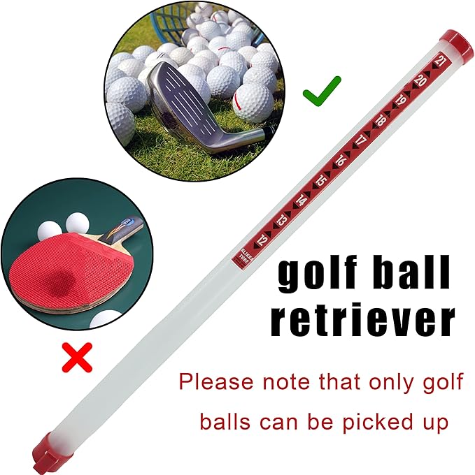 Golf Ball Retriever Professional Picker Golf Ball Shag Tube Plastic Release Retrievers Collector Practice Pick-up Sucker Tool, 35.4 Inch