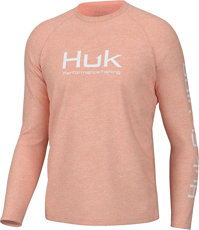 HUK Mens Pursuit Heather Long Sleeve Shirt, Fishing Shirt for Men