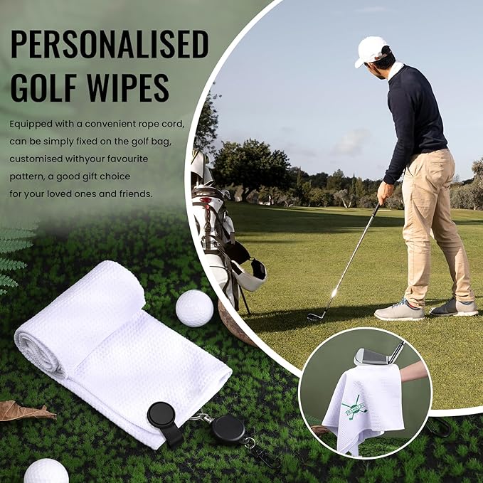 Personalized Golf Towel Custom Golf Towels for Golf Bags with Embroidery Initial Name Magnetic Golf Towel Microfiber Golf Towels with Clip Gifts for Golfers Men Women 16"x 24" (White)