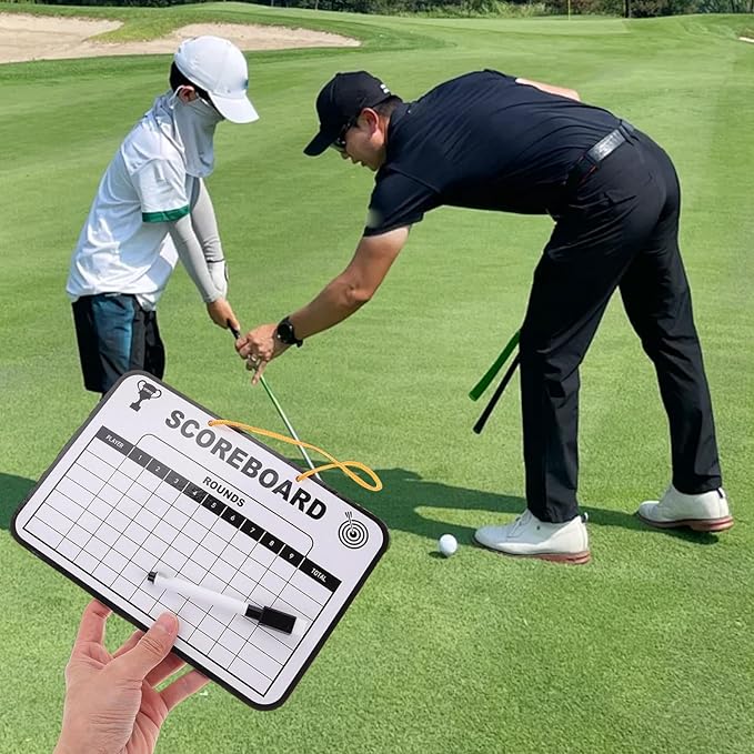 1 Set Golf Scorecard 9.65x6.7in Portable Erasable Golf Scorecard Book Whiteboard Dry Erase Score Card Holder with Pen & Lanyard for Men Women Golfer Book