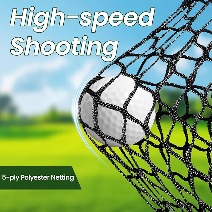 Golf Cage Practice Hitting Net, 10x7ft Heavy Duty Golfnets with 2 Net Side Barriers, Portable Hitting Nets with Carry Bag, 4 Stakes, Low-Noise Target for Backyard Driving Chipping Indoor Outdoor Use