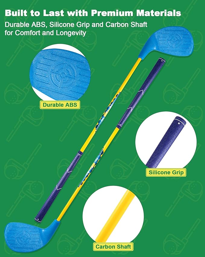 HOTWIND Backyard Golf Game Clubs 2 Pack with 5”x 3.5” Oversize Heads and 36” Lightweight Carbon Shaft for Adults Play Outdoor Golf Yard Game in Grass Parks and Yards Hit Plastic and Foam Balls