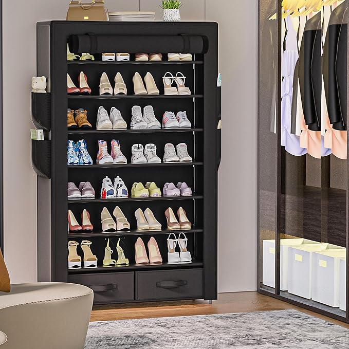 OYREL Tall Shoe Rack Dustproof Cabinet Large Capacity 8 Tier Shoe Organizer,32-40 Pairs of Shoes