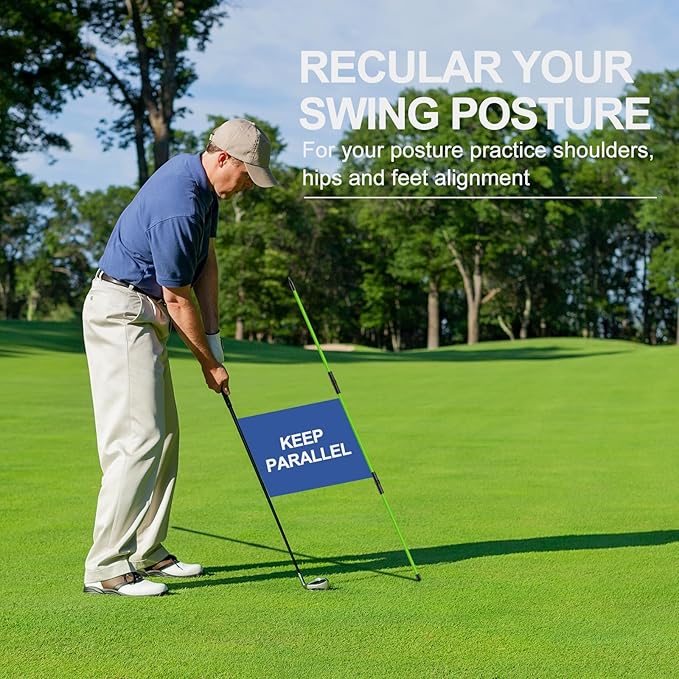 Golf Alignment Sticks 2 Pack,Golf Alignment Rods Upgraded 48" Collapsible Golf Practice Sticks Golf Training Aid for Aiming,Putting,Golf Training Sticks with Clear Tube Case