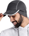 GADIEMKENSD Fleece Ball Cap with Drop Down Ear Warmer, Foldable Brim, Reflective Winter Run Hat Unisex
