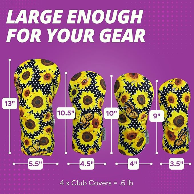 Taboo Fashions Designer Resort Golf Club Covers for Women - Numbered Golf Headcovers Set for Driver, Woods & Hybrid - Weather/Moisture Resistant Protection, Pack of 4
