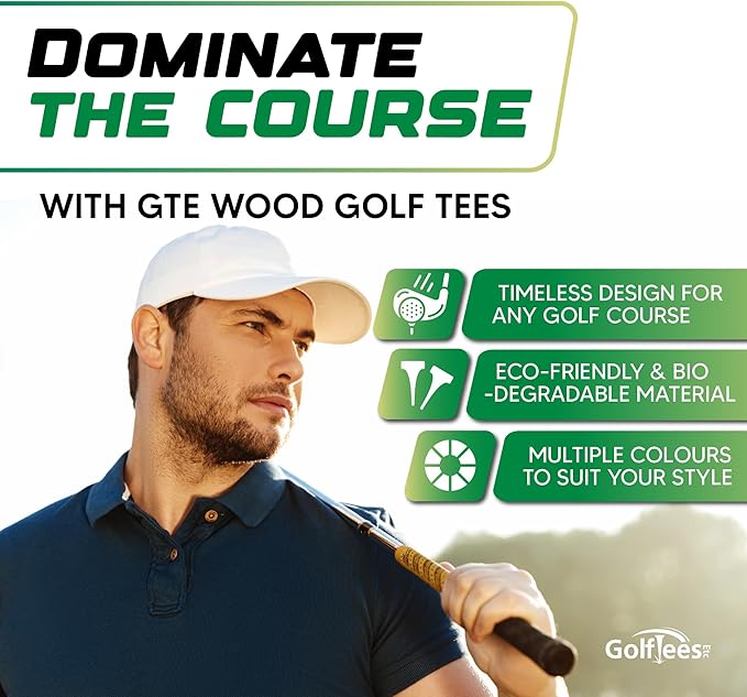 Wood Golf Tees - Standard Golf Tees for Men and Women