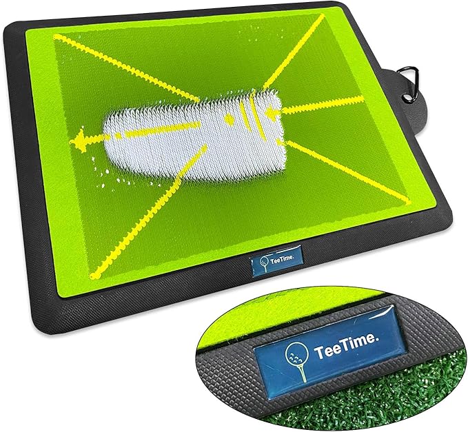 TeeTime Golf Practice Mat - Patent Pending - Instant Swing Path Feedback - Indoor-Outdoor with Carry Clip