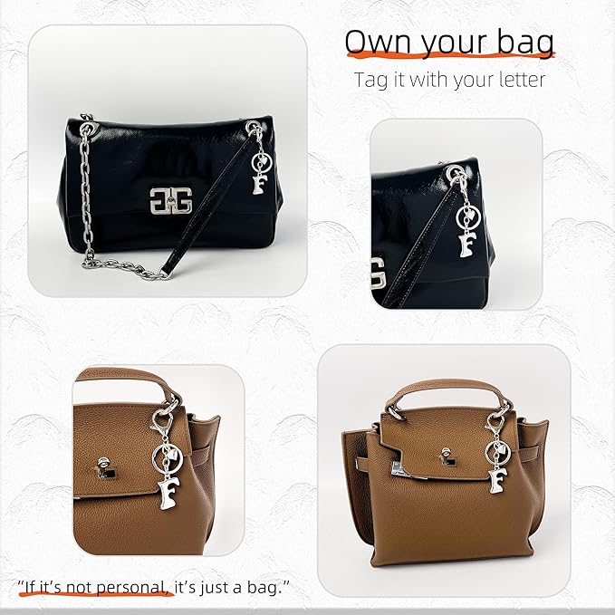 Gold Bubble Heart, Cherry, Bow & More Designs Letter Initial Keychain Bag Charms – Cute Purse Charms for Handbags