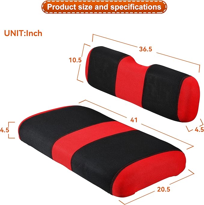 EZGO Golf Cart Front Seat Covers, Golf Cart Seat Cover Fit for EZGO TXT OEM Ordinary Seat Cushion, Washable Breathable Air Polyester Mesh Cloth, Cool in Summer and Warm in Winter