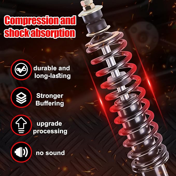 2 Packs Front and Rear Golf Cart Shock Absorbers Replacement for EZGO TXT/Medalist 1994-up Gas & Electric Models with Heavy Duty Coil Springs Replace OEM 70928-G01 76418-G01 70630-G01