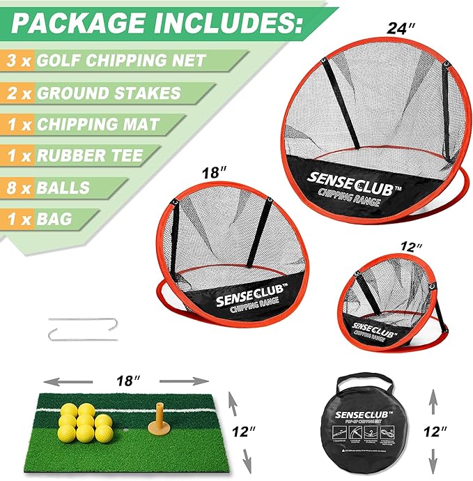 Foldable Chipping Net with Mat & Balls, Indoor Golf Practice Chipping Target, Backyard Golf Game & Gifts