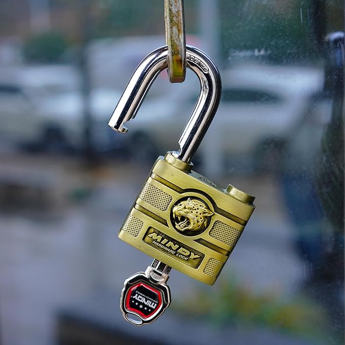 60mm Heavy Duty Waterproof Keyed Padlock with 4 Keys Brass Finish for Fences, Gates, Sheds