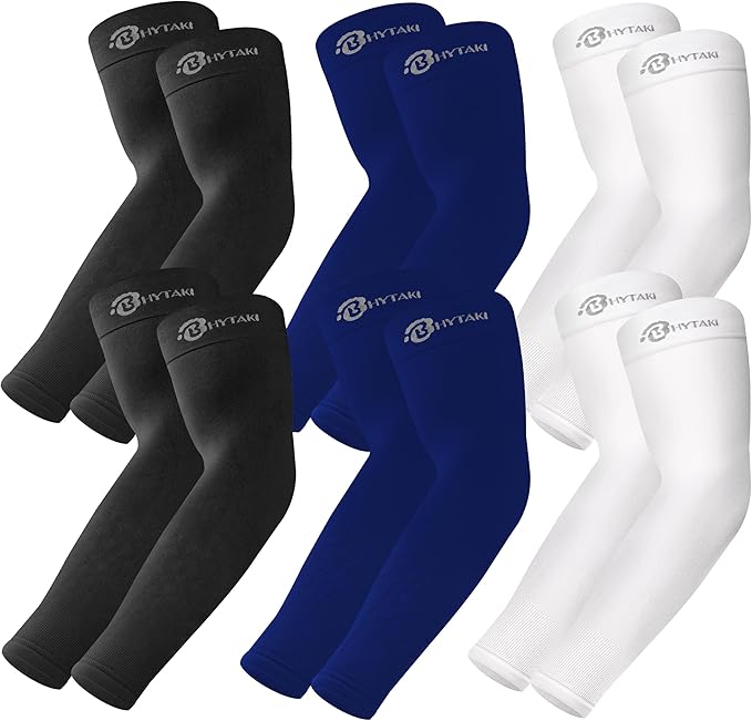 BHYTAKI UV Sun Protection Arm Sleeves, UPF 50 Sports Cooling Arm Compression Sleeves for Men Women Teenager