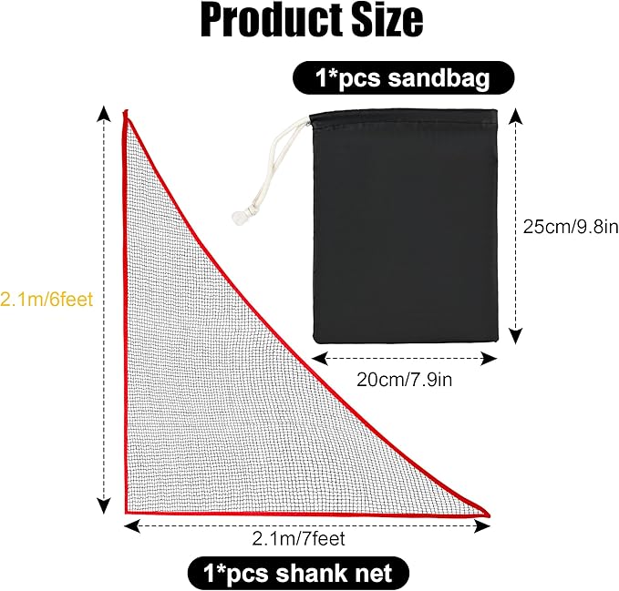 6-10ft 1/2PCS Nylon Shank Net Golf Accessory with 1 Sang Bag, Easy to Install Side Net for Golf Nets and Simulator Premium Sports Net Hitting Nets (Red/Black)