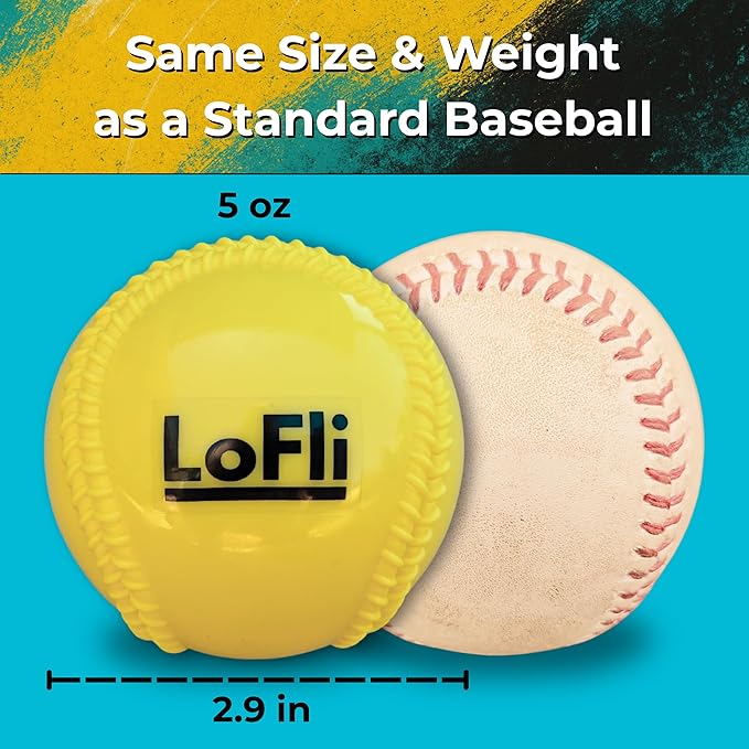 LoFli Limited-Flight Training Baseballs - Regulation Size & Weight, Soft, Safe & Durable - Indoor & Outdoor Practice for Kids & Adults – 6 Pack – Yellow