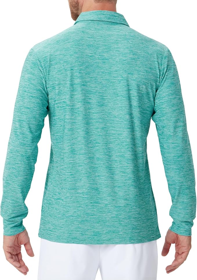 NAVISKIN Men's Polo Shirts Long Sleeve Golf Shirts with Collar UPF 50 SPF Shirt for Men Quick Dry Moisture Wicking