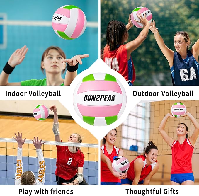 Soft Touch Volleyball Ball Gifts for Teen Girls Kids Youth Team Beginners Durable Volleyballs for Outdoor Indoor Beach Pool Water Play Official Size 5 Training Practice Volley Ball